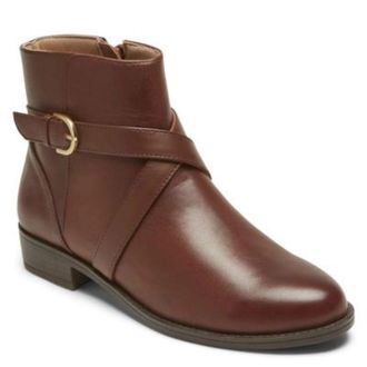 Rockport Vicky CI9745 Boots Women Brown Leather Side Zip Ankle Bootie HTAT1751