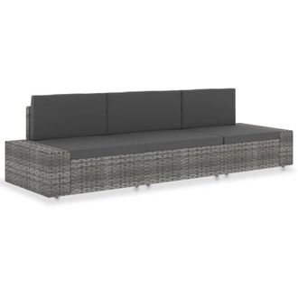 vidaXL Vidaxl - Divano Modulare a 3 Posti in Polyrattan Grigio