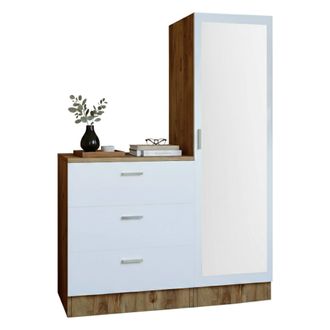Dmora Muebles De Entrada Halimede, Entrada Para Perchas, Composici&oacute;n Para Atrio, Consola De Almacenamiento Multifunci&oacute;n, 60x47h72 Cm, Roble Y Blanco, Con Em