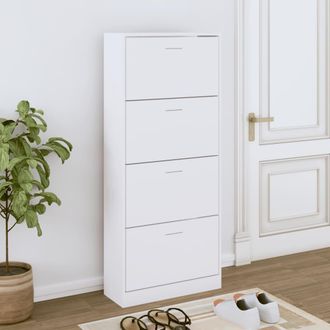vidaXL Vidaxl - Mueble Zapatero Madera Contrachapada Blanco 63x24x147 Cm