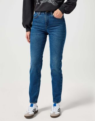 Wrangler Straight-Jeans WRANGLER WRANGLER Jeans Straight, Damen, Gr. 33, L&auml;nge 30, blau, Obermaterial: 94% Baumwolle CO. 5% Baumwolle CO recyc.. 1% Elasthan EL