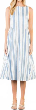 THML Clothing Perfect Striped Midi Dress In Blue