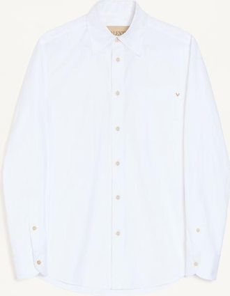 Valentino Camicia Valentino in oxford di cotone leggero con VGold Uomo BIANCO 38