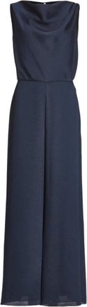 Swing Swing - Satijnen Jumpsuit met Waterval Halslijn - Dames - Jumpsuits & Playsuits - Blauw - Maat: 2XL Satijn