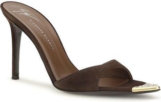 Giuseppe Zanotti Womens Intrigo Mule Sandal Brown Calf Leather Bos Heels
