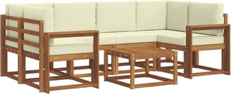 vidaXL Conjunto De Sof&aacute;s De Exterior 7 Uds. Natural Y Crema Vidaxl