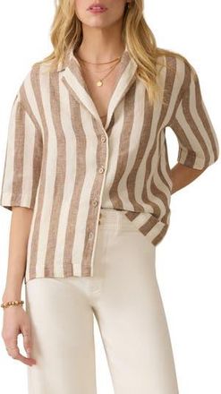 Faherty Palma Stripe Linen Camp Shirt in Cocoa Beach Stripe at Nordstrom Rack, Size X-Small