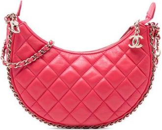Chanel Pre-owned Quilted Lambskin Crossbody Bag - Dames - Vintage Schoudertas - Roze - ONE Size - Leer - Vintage