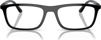 Emporio Armani 55mm Rectangular Glasses in Shiny Black /Clear at Nordstrom