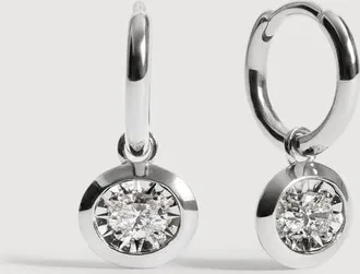 Monica Vinader Sterling Silver Oval Diamond Huggie Earrings Lab Grown Diamond