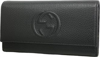 Gucci Black Leather Long Wallet (Bi-Fold) (Pre-Owned)