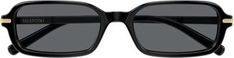 Valentino Rechthoekige Acetaat Bril - Dames - Accessoires - Zwart - Maat: 52 MM Nylon