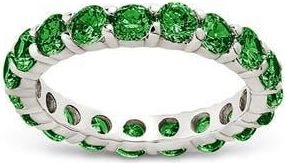 Sterling Forever Gracie Cubic Zirconia Eternity Ring in Silver/emerald at Nordstrom, Size 10