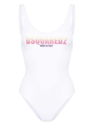 Dsquared2 logo-print swimsuit - women - Polyamide/Elastane - 44 - White