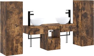 vidaXL Juego De Muebles De Ba&ntilde;o 5 Uds. Roble Ahumado Vidaxl