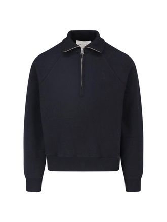 Ami Black Cotton Half-Zip Sweatshirt