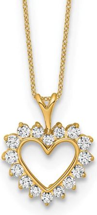 Diamond2Deal 14k Yellow Gold 1/2 Ct Lab Grown Diamond Heart Pendant Necklace 18 Clarity VS, Color G-H