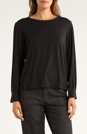 Eileen Fisher Pleat Sleeve Top in Black at Nordstrom Rack, Size Small