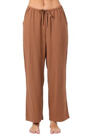O'Neill Brenda Cotton Gauze Wide Leg Pants in Carob Brow at Nordstrom, Size Xx-Large