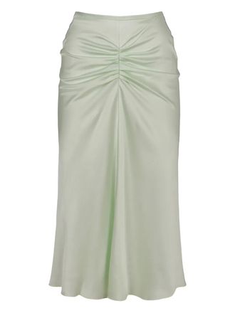 Victoria Beckham gathering midi skirt - women - Acetate/Viscose - 12 - Green