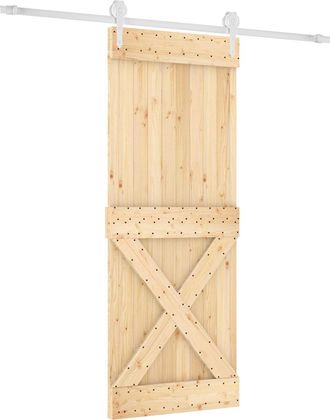 vidaXL Puerta Corredera Natural Y Blanco 90 X 210 Cm Vidaxl