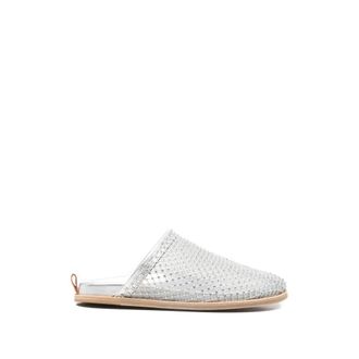 Forte_Forte Verfraaide Mesh Mules - Dames - Pantoffels - Grijs - 37 EU - Leer - Schoenen