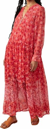 Free People See It Through Dress In Coral Combo