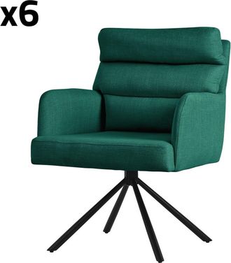ML Design Sillas de comedor giratorias, set de 6, verde oscuro, de poliéster