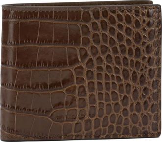 Tom Ford Accessoires, Heren, Bruin, ONE Size, Leer, Leren portemonnee met krokodillenprint