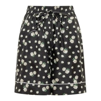 Dolce & Gabbana Casual Shorts, female, Black, Size: M Floral-print Silk Shorts