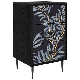 vidaXL Mesa De Noche Dokkum Roble Negro 36 X 33 X 61 Cm Vidaxl