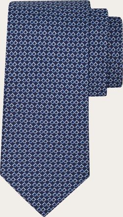 Ferragamo Men Gancini Square print silk tie Blue
