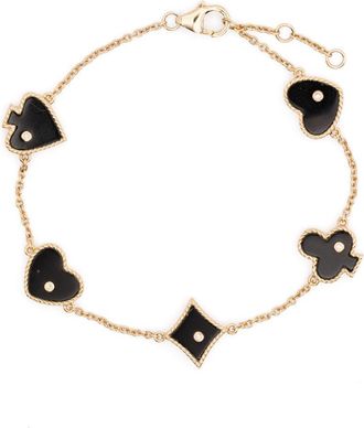 Yvonne Léon 9K Gold Casino Diamond And Onyx Bracelet - Womens - 9kt Gold/Mother Of Pearl/Onyx/Grey Diamond