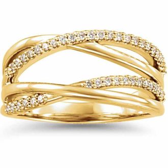 Pompeii3 1/4CT Diamond Criss Cross Right Hand Ring 14K Yellow Gold Size Selectable