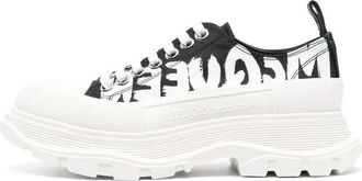 Alexander McQueen (WMNS) Alexander McQueen Tread Slick Low Lace Up Graffiti Shoes White Black 708753W4RQ21041