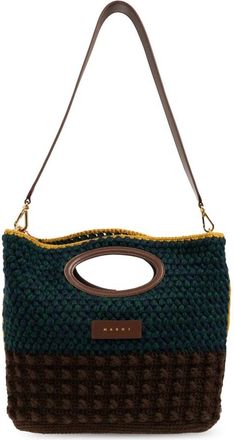 Marni Wolzak met logo - Dames - Handtassen - Bruin - ONE Size - Wol - Tassen