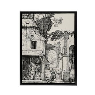 Artery8 The Nativity Birth of Jesus Albrecht Durer Framed Canvas Wall Art in White | Size: W24 x H32