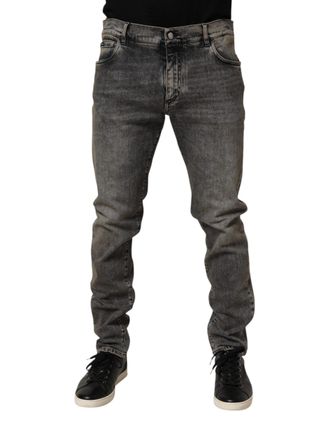 Dolce & Gabbana Gray Cotton Stretch Slim Fit Men Denim Jeans Co+02 Clothing