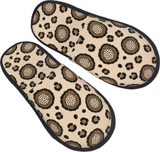 Generic Cosy Cotton Slipper Leopard Print Fluffy Slipper Lightweight Home Slippers for Family Winter Bedroom M