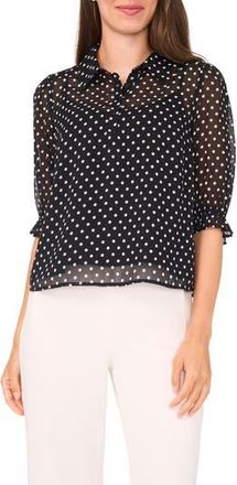 Halogen Ruffle Sleeve Shirt in Rich Black at Nordstrom Rack, Size X-Small