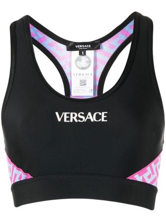 Versace Bralette La Greca con stampa - Nero