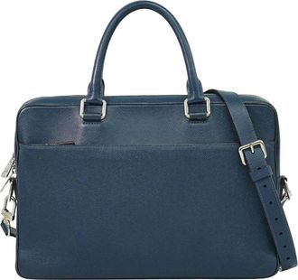 Louis Vuitton Pre-owned Handbags, female, Blue, Size: ONE SIZE Pre-owned Vintage Taiga Leather Business Briefcase