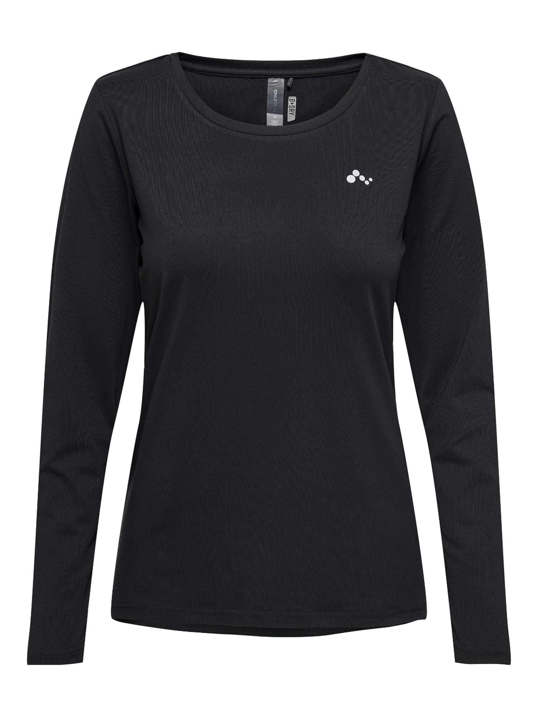 ONLY Damen Longsleeve Shirt – 95% Baumwolle, 5% Elasthan, Schwarz, Basic-Top Für Casual Und Büro