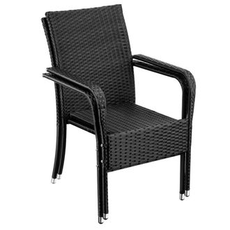 TecTake Rattan Garden Chair Girona in Black | Size: 6 Person