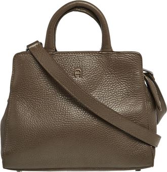 Aigner Dark Beige Grained Leather Cybill Tote