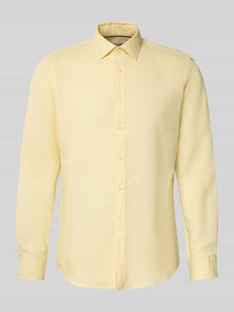 Jake*s Regular Fit Freizeithemd aus Leinen-Mix in GELB, Gr&ouml;&szlig;e XXL