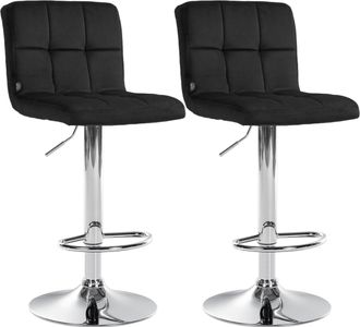 Clp Clp - Set De 2 Taburetes De Bar Peru En Terciopelo Negro Cromado