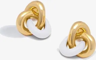 Yoj Seva Midi Face on Stud in Gold and White in Gold/white Enamel at Nordstrom