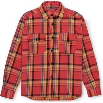 Fortela Kenny Cotton Check Overshirt in Red at Nordstrom, Size Large Eu