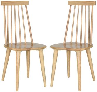 Safavieh Set de 2 sillas de comedor en madera de caucho beige